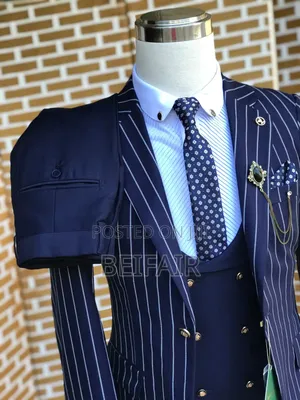 White and Blue Stripes Suit | Suti