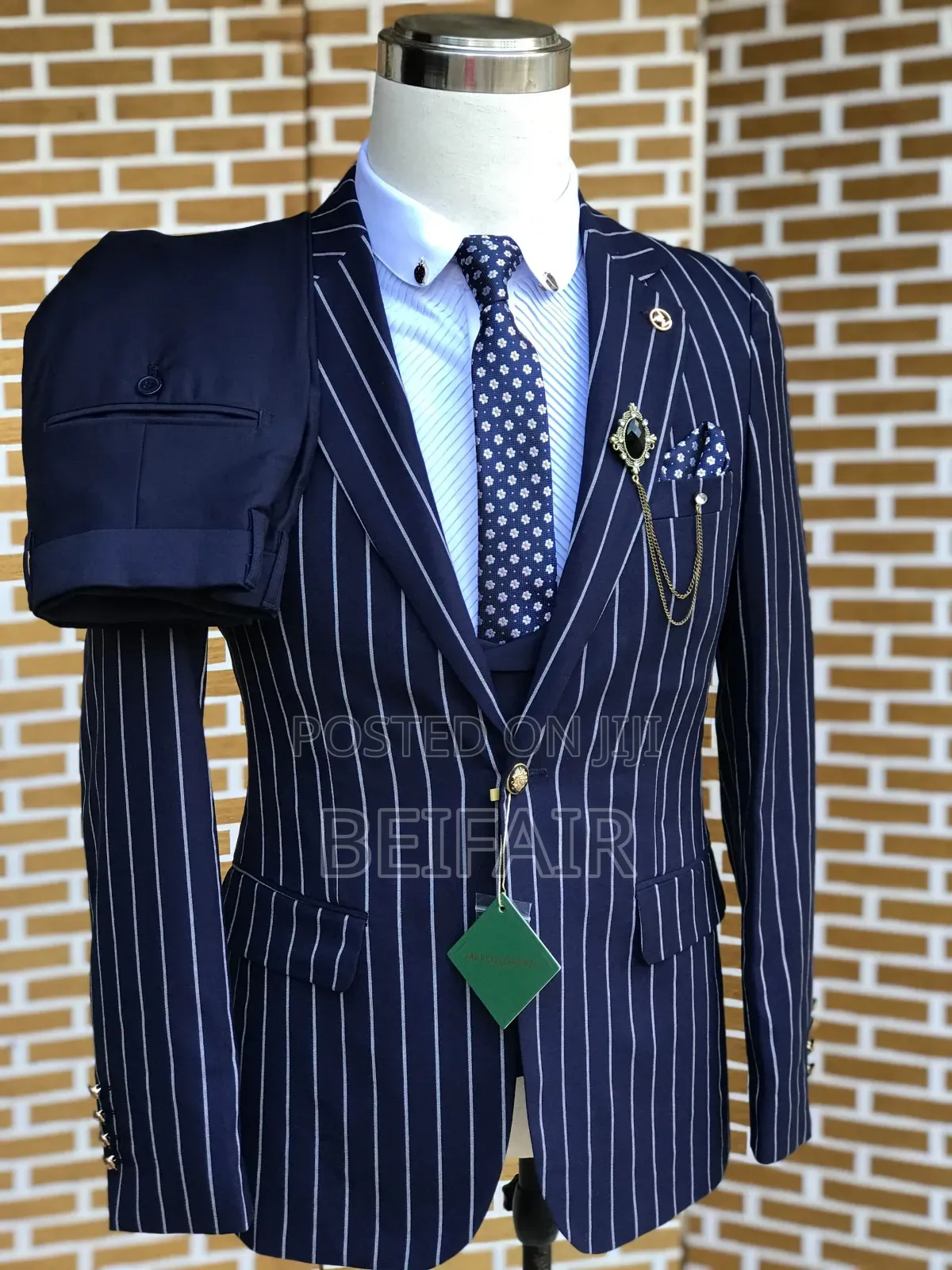 White and Blue Stripes Suit | Suti