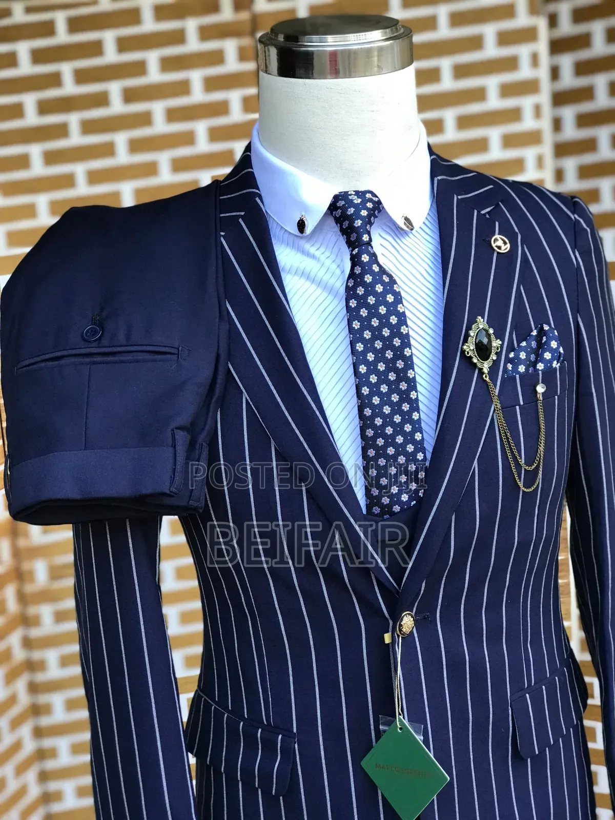 White and Blue Stripes Suit | Suti