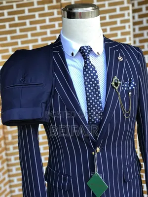 White and Blue Stripes Suit | Suti