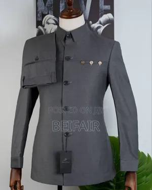 Grey Safari Suit | Kaunda Suti Ya Kijivu
