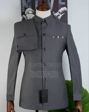 Grey Safari Suit | Kaunda Suti Ya Kijivu
