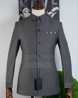 Grey Safari Suit | Kaunda Suti Ya Kijivu