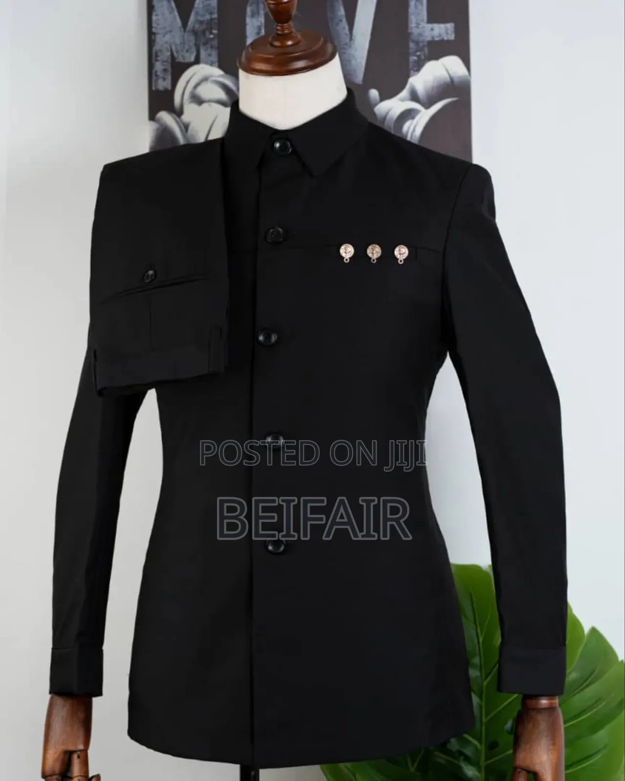 Black Safari Suit | Kaunda Suti Nyeusi