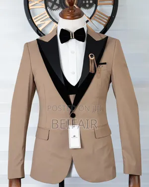 Single Button Khaki and Black Suit