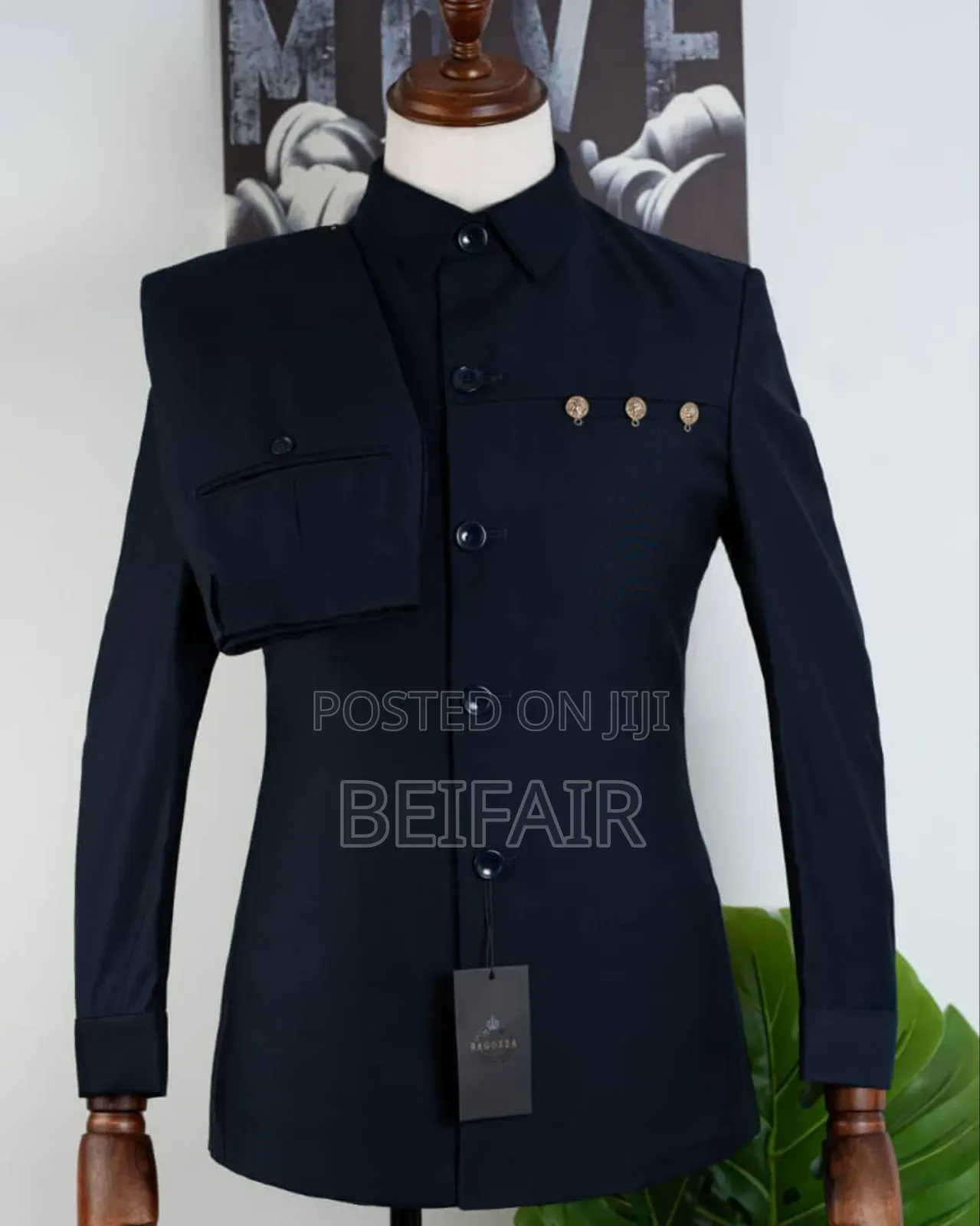 Dark Blue Safari Suit | Kaunda