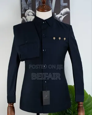 Dark Blue Safari Suit | Kaunda