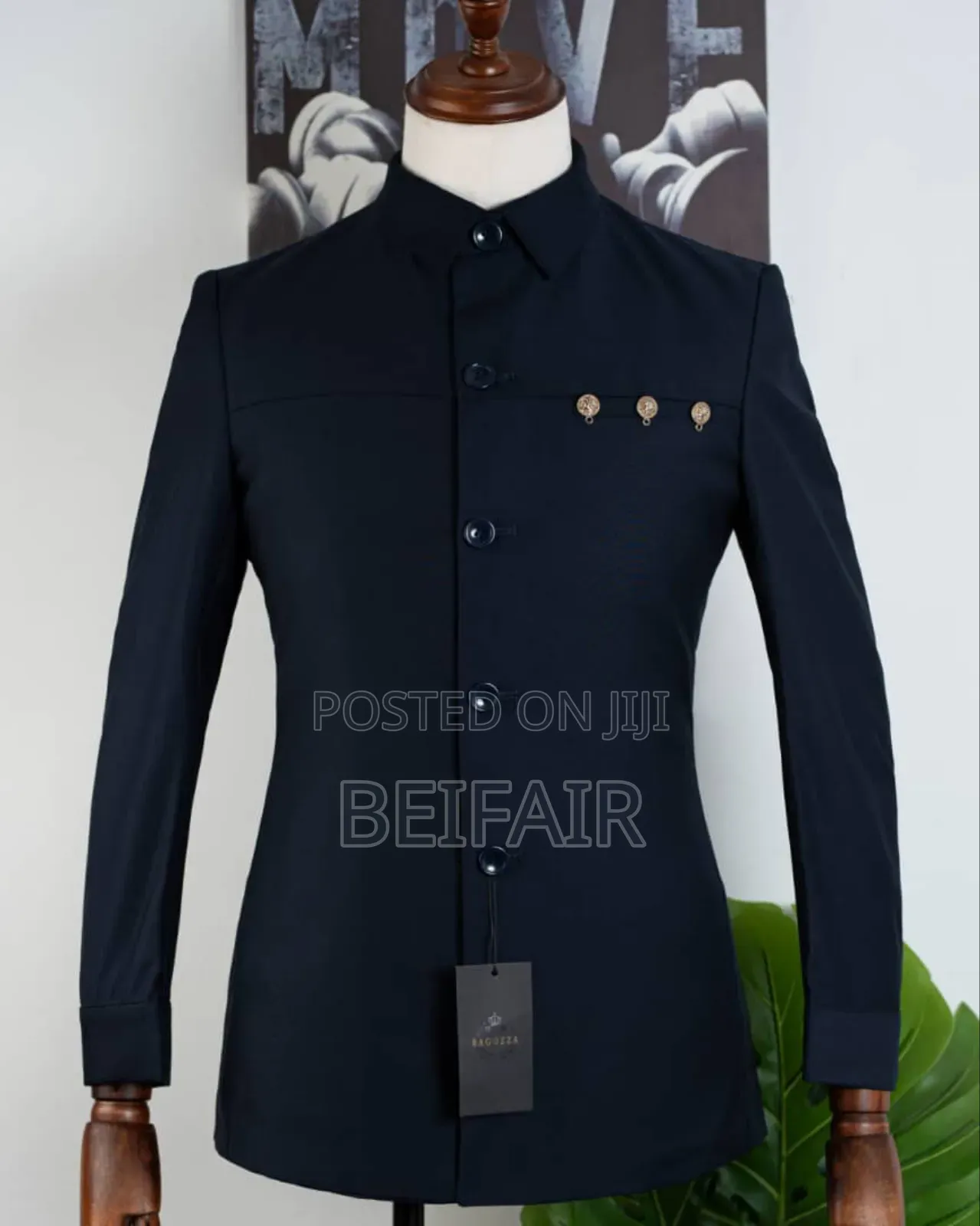 Dark Blue Safari Suit | Kaunda