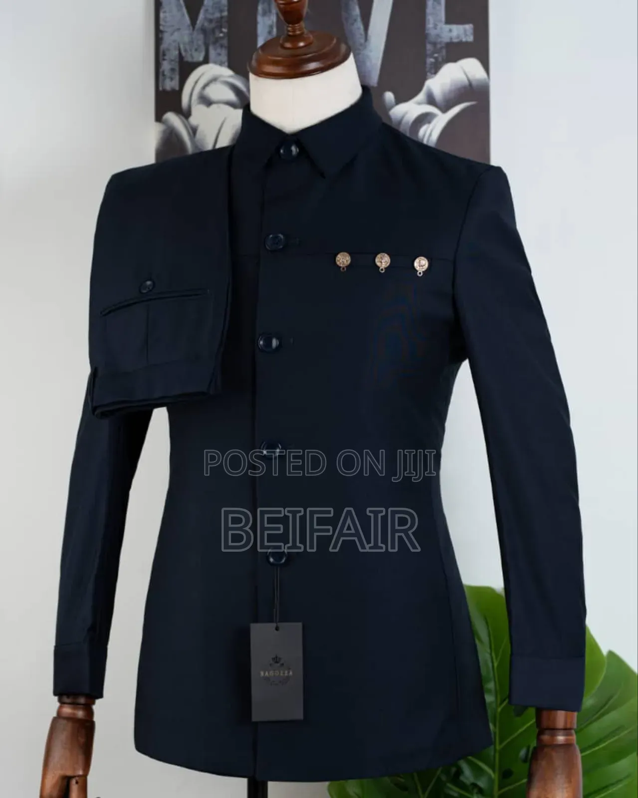 Dark Blue Safari Suit | Kaunda