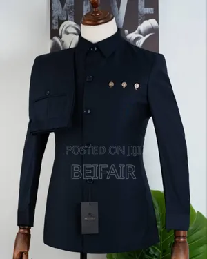 Dark Blue Safari Suit | Kaunda