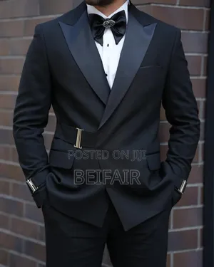 Black Taxedo Suit With Belt