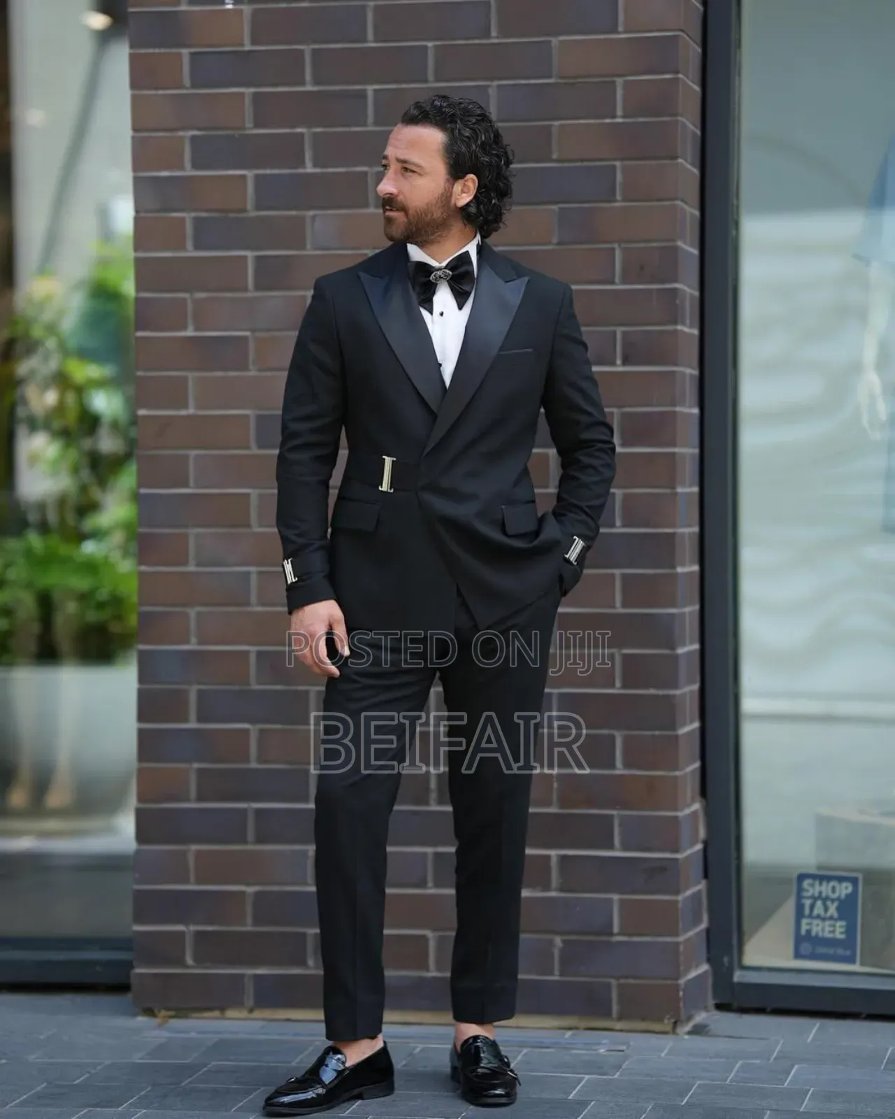 Black Taxedo Suit With Belt