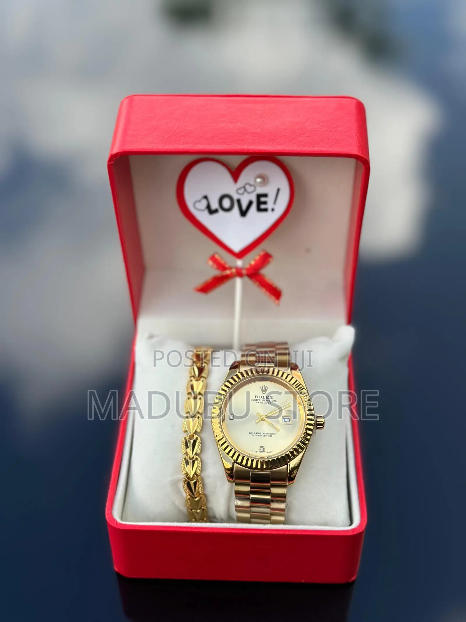 Valentine Package a Set of Watch, Bracelet, and Love Tag