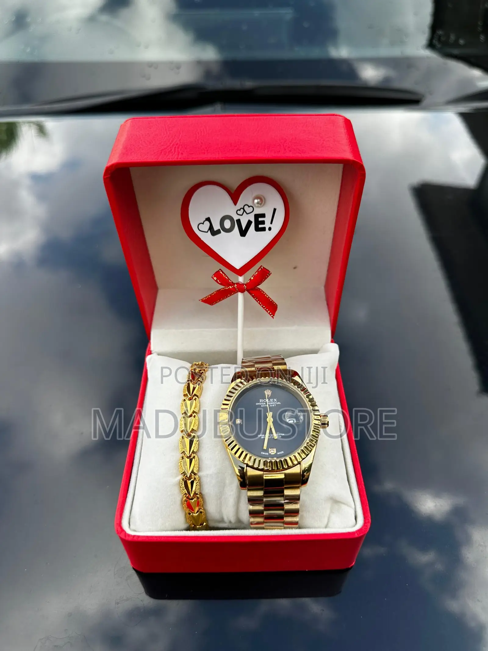 Valentine Package a Set of Watch, Bracelet, and Love Tag