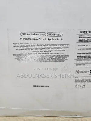 New Laptop Apple MacBook Pro 2023 M3 14-Inch 8GB Apple M3 SSD 512GB