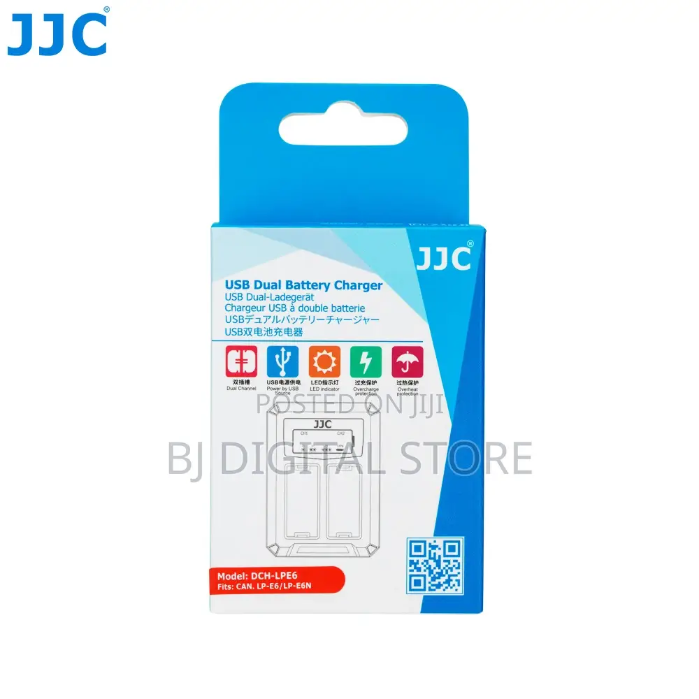 USB Dual Battery Charger for Canon LP-E6/LP-E6N/JJC B-Lpe6