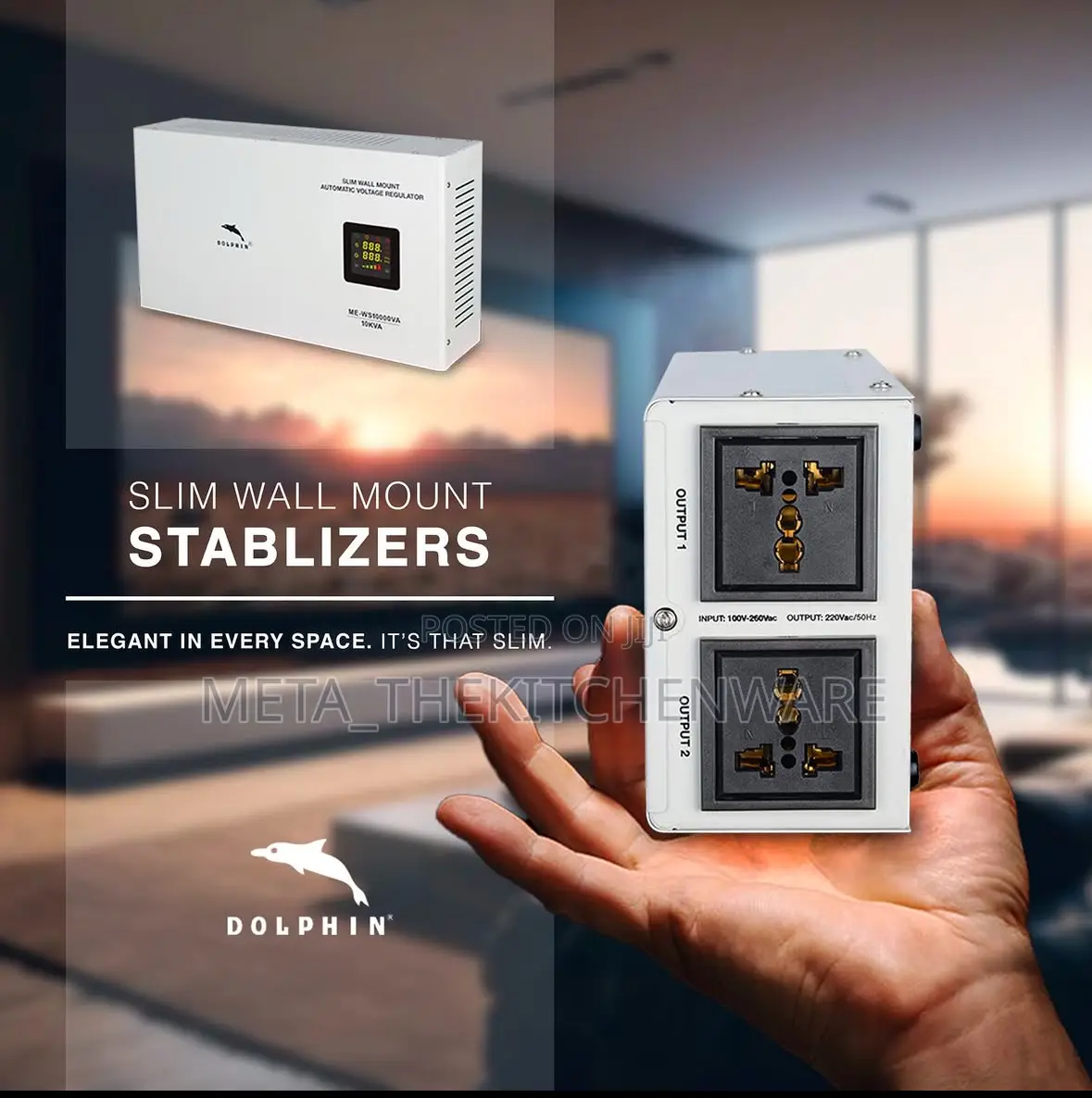 Dolphin Slim Wall Mount Automatic Voltage Stabilizer 1500W