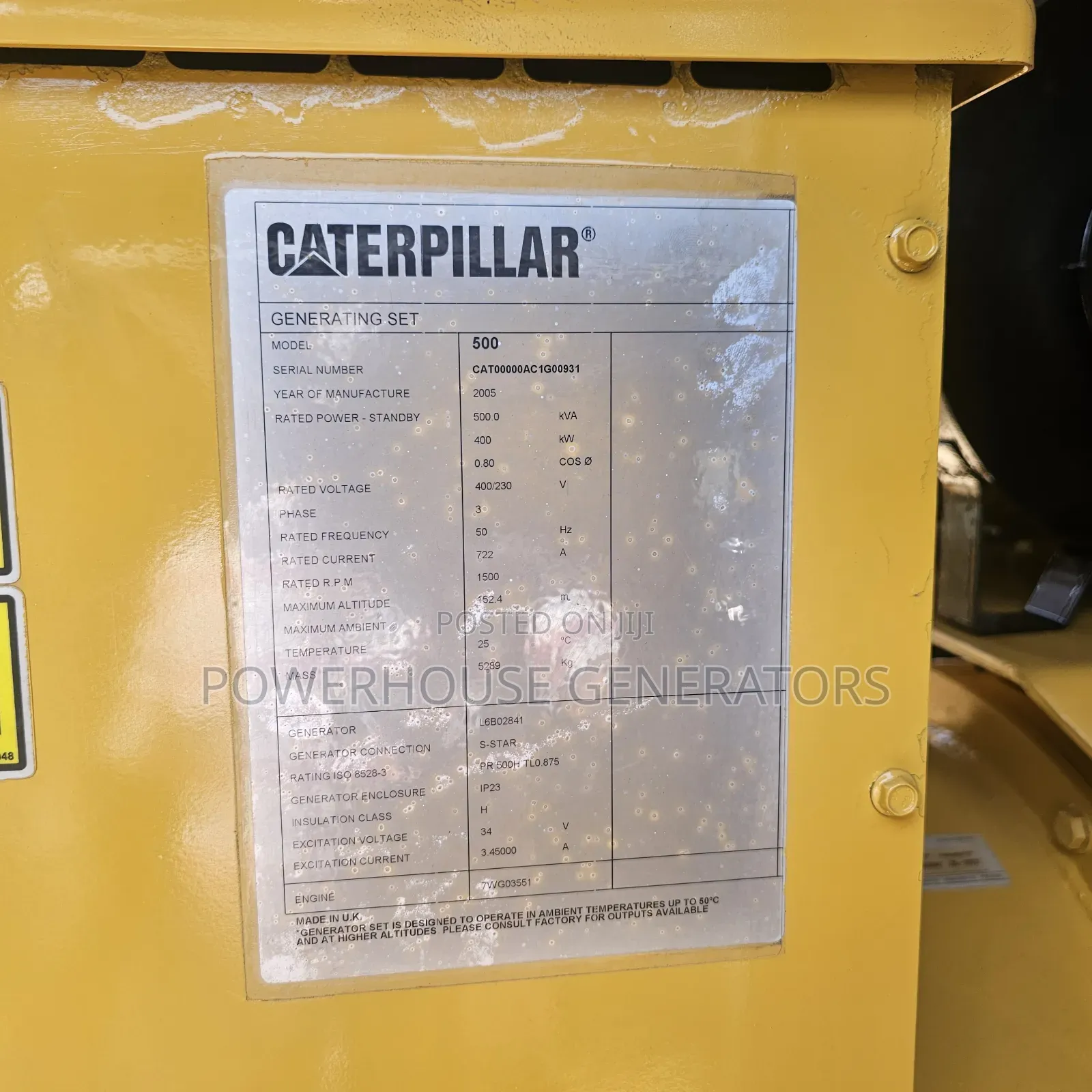 Generator Caterpillar 500kva
