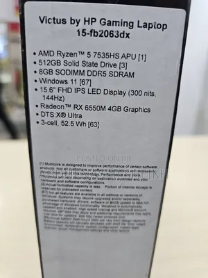 New Laptop HP Victus 15 8GB AMD Ryzen 5 SSD 512GB