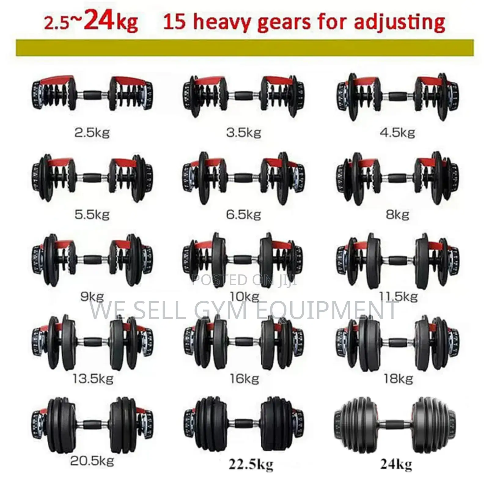 Adjustable Dumbbell Pair 2.5kg Up 24kg