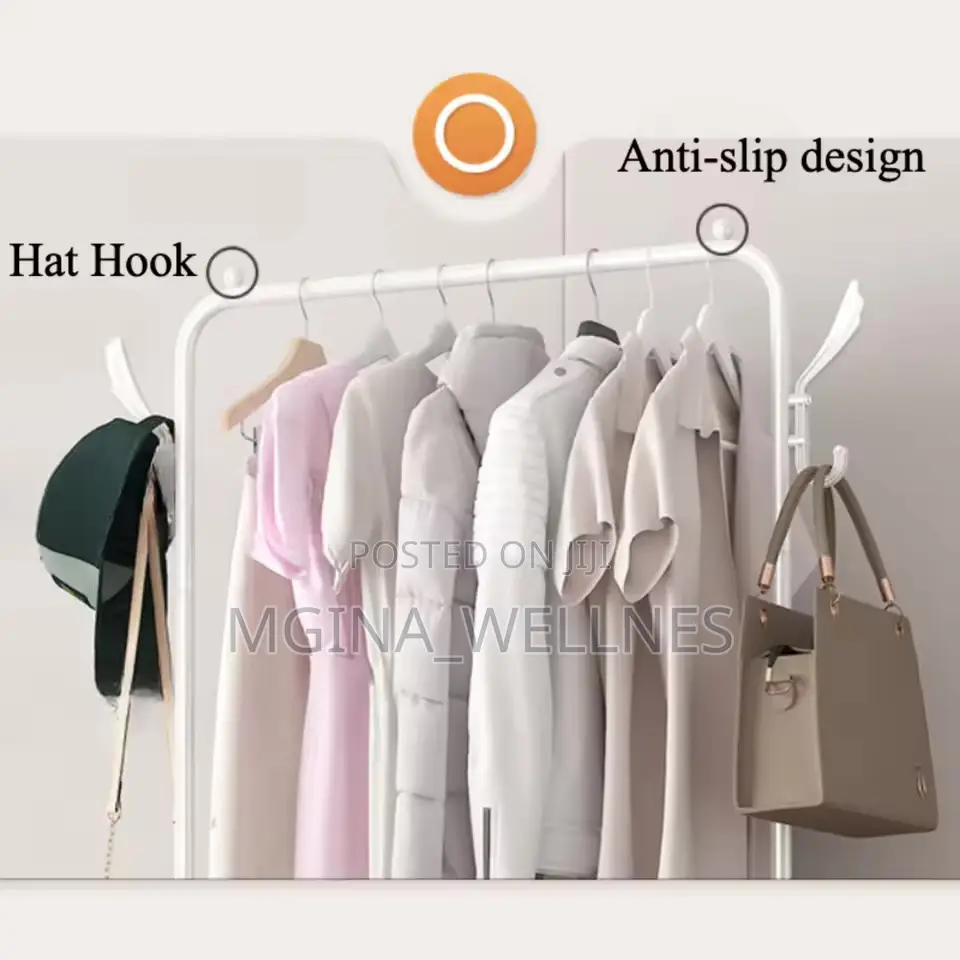 Cloth Storage Rack Floor Standing Shelf Hook Shoe Rack