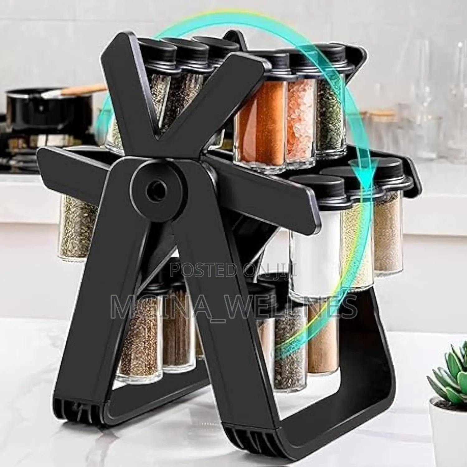 Rotating Spice Rack With 18 Jars