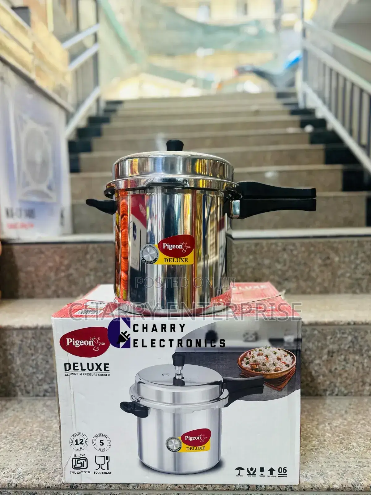 *Pigeon Deluxe.Aluminium Pressure Cooer 12L Inaokoa Muda