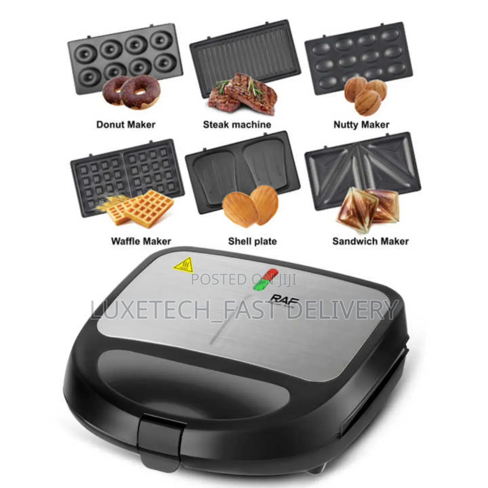 6 in 1 Sandwich Maker Kitchen Breakfast Non-Stick Cook Plate