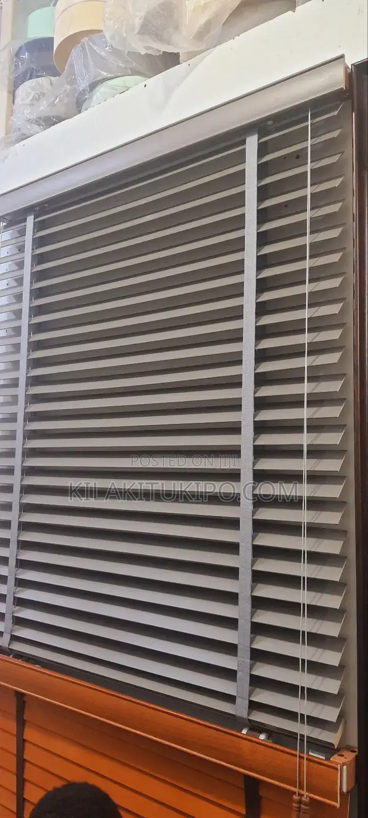 Wooden Blind Shade Gray
