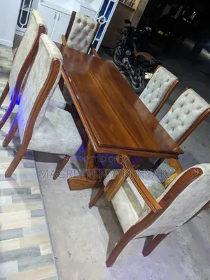 Nauza Dinning Table Viti 6 Mbao Ngumu
