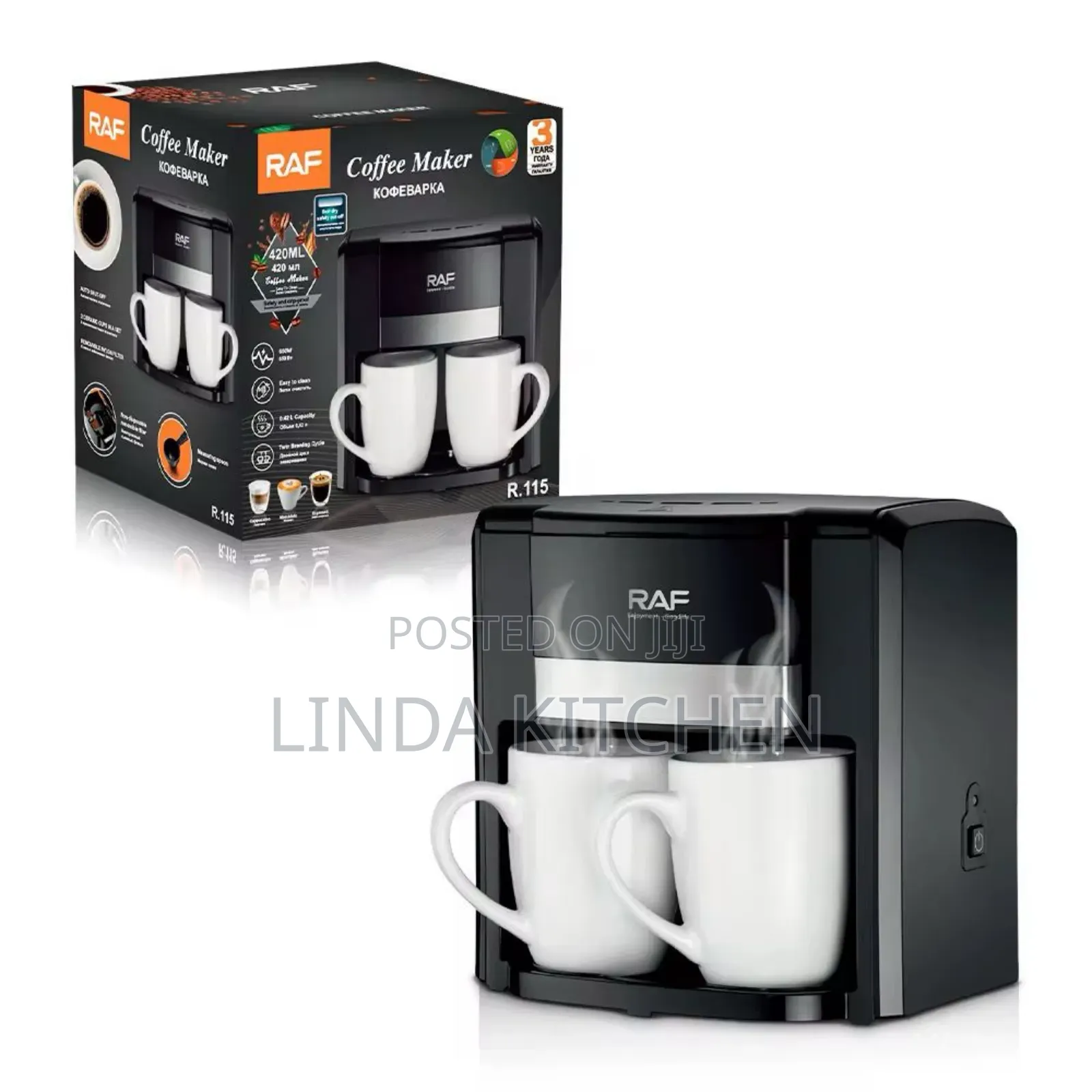 Raf Coffee Maker With 2 Ceramic Cup