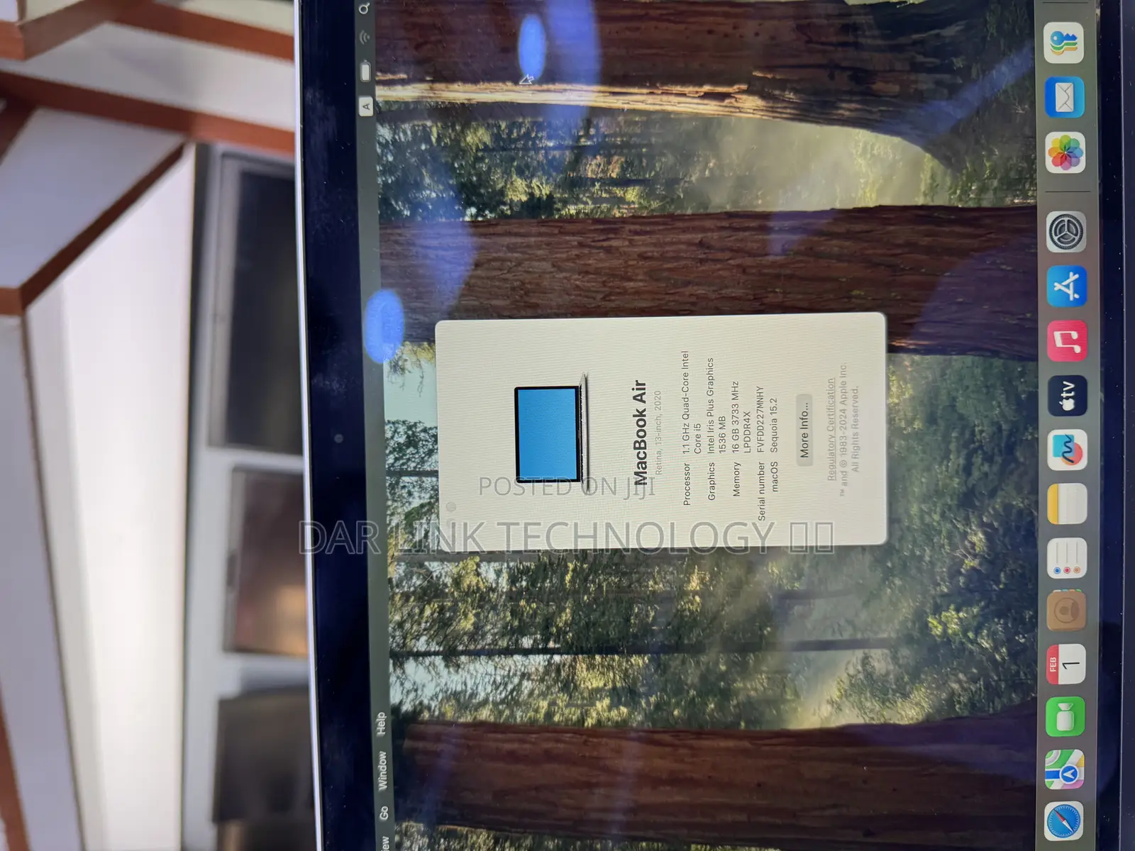 Laptop Apple MacBook Air 2020 16GB Intel Core I5 SSD 256GB