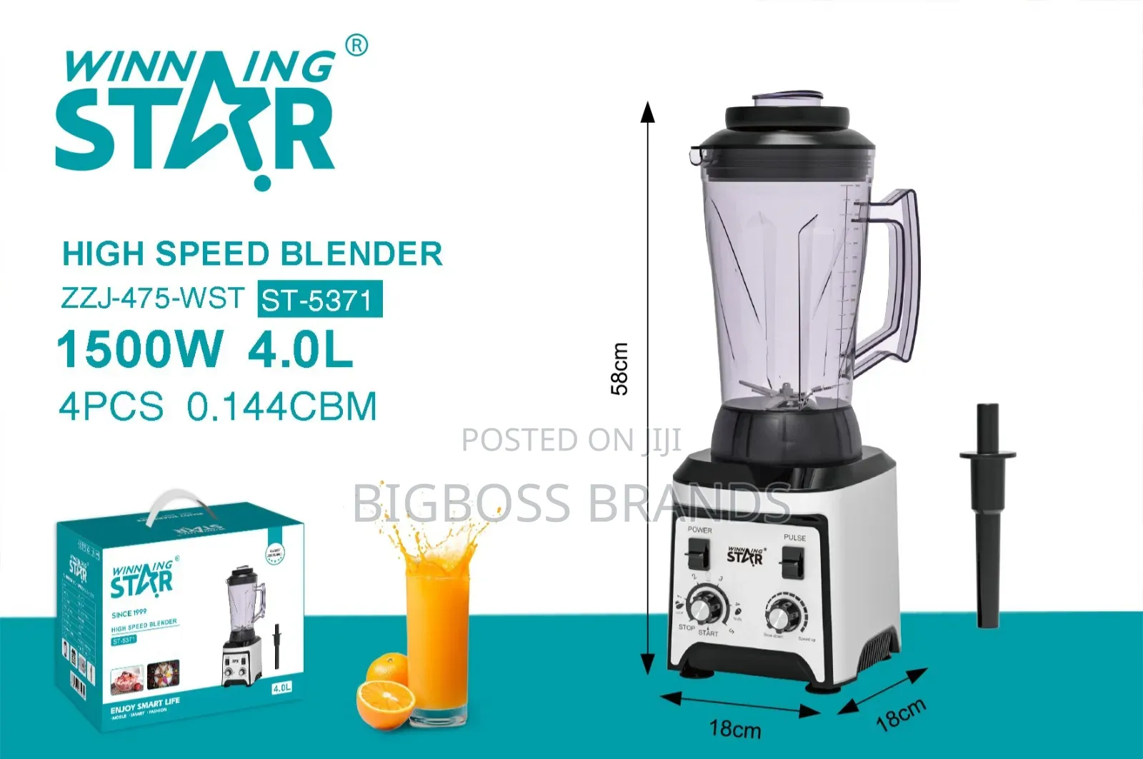 Winning Star Heavy-Duty Blender High Speed Blender 4L 1500W