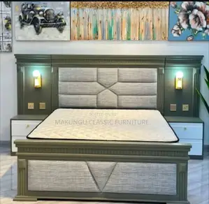 Kitanda Cha Mbao Pamoja Na Bedside