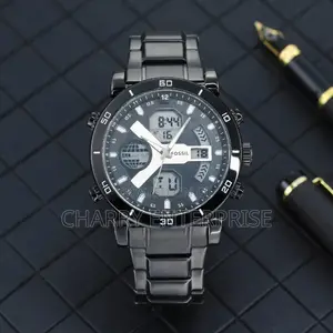 Fossil Dual Time Water Proof Watch Steel Band Heavy Weight