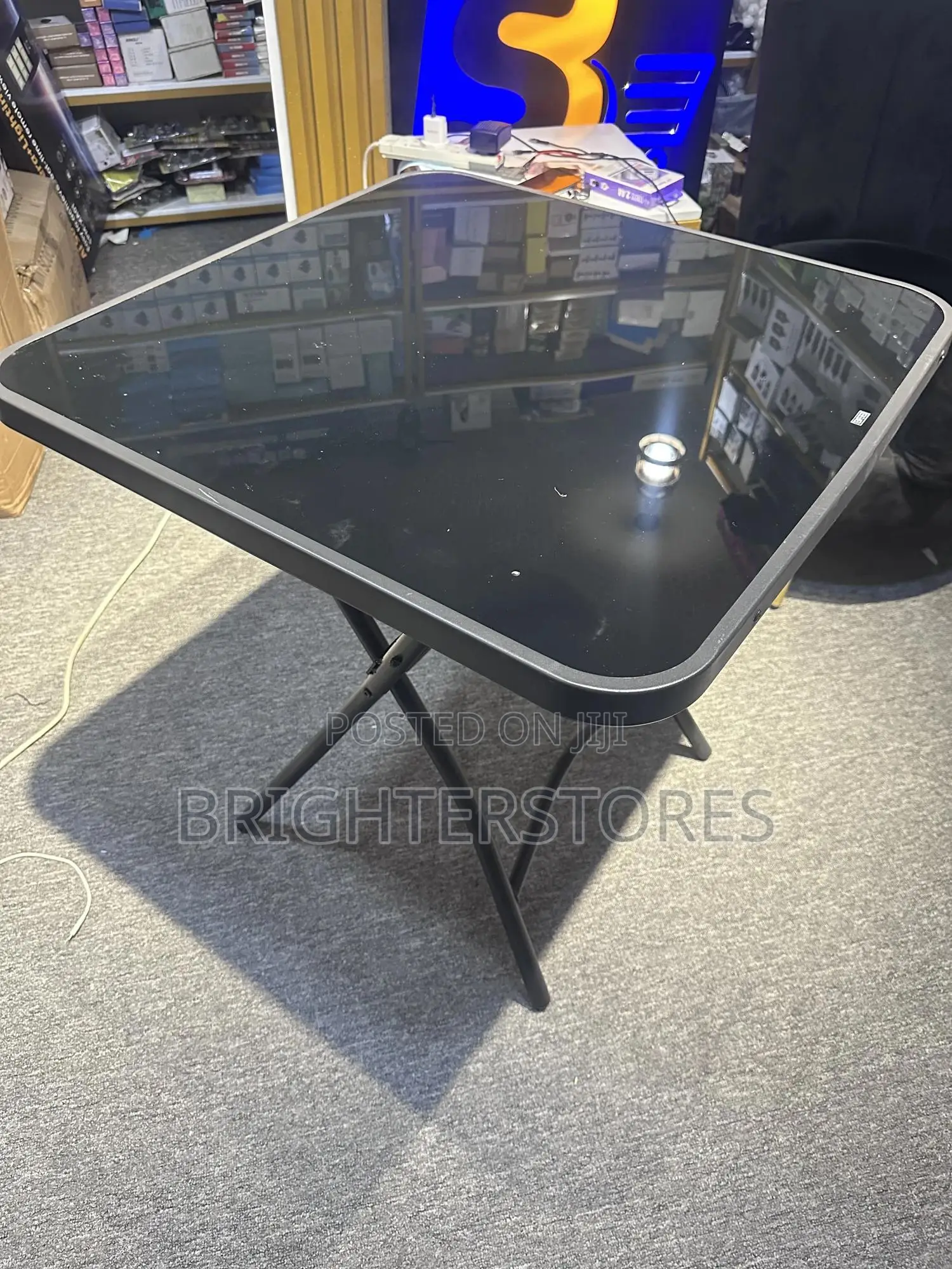 Foldable Dinning/ Garden Table With Top Glass