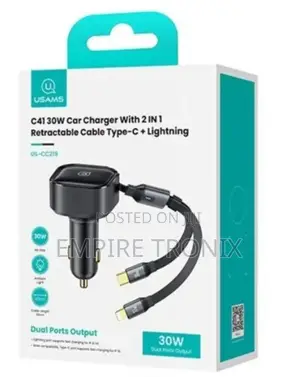 USAMS CC219 Car Charger 30W Dual Port Fast Charger