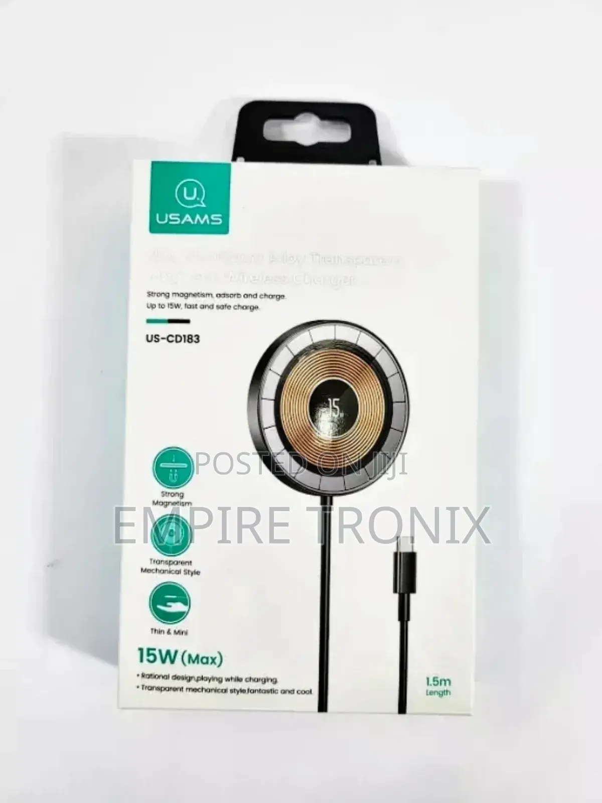 Usams 15W Transparent Magnetic Wireless Charger/Us-Cd183