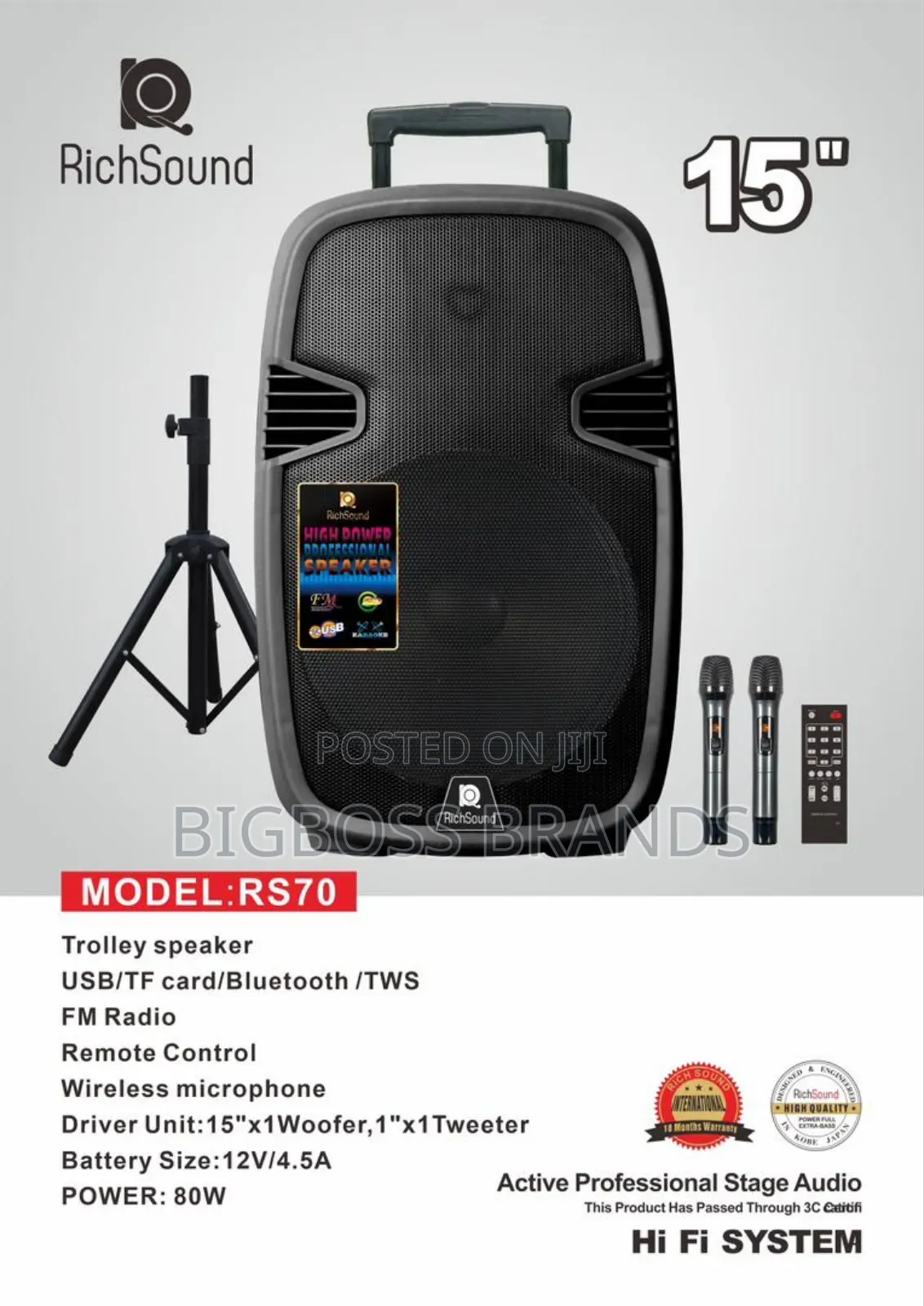 Richsound Speaker Inch 15 RS70 80W