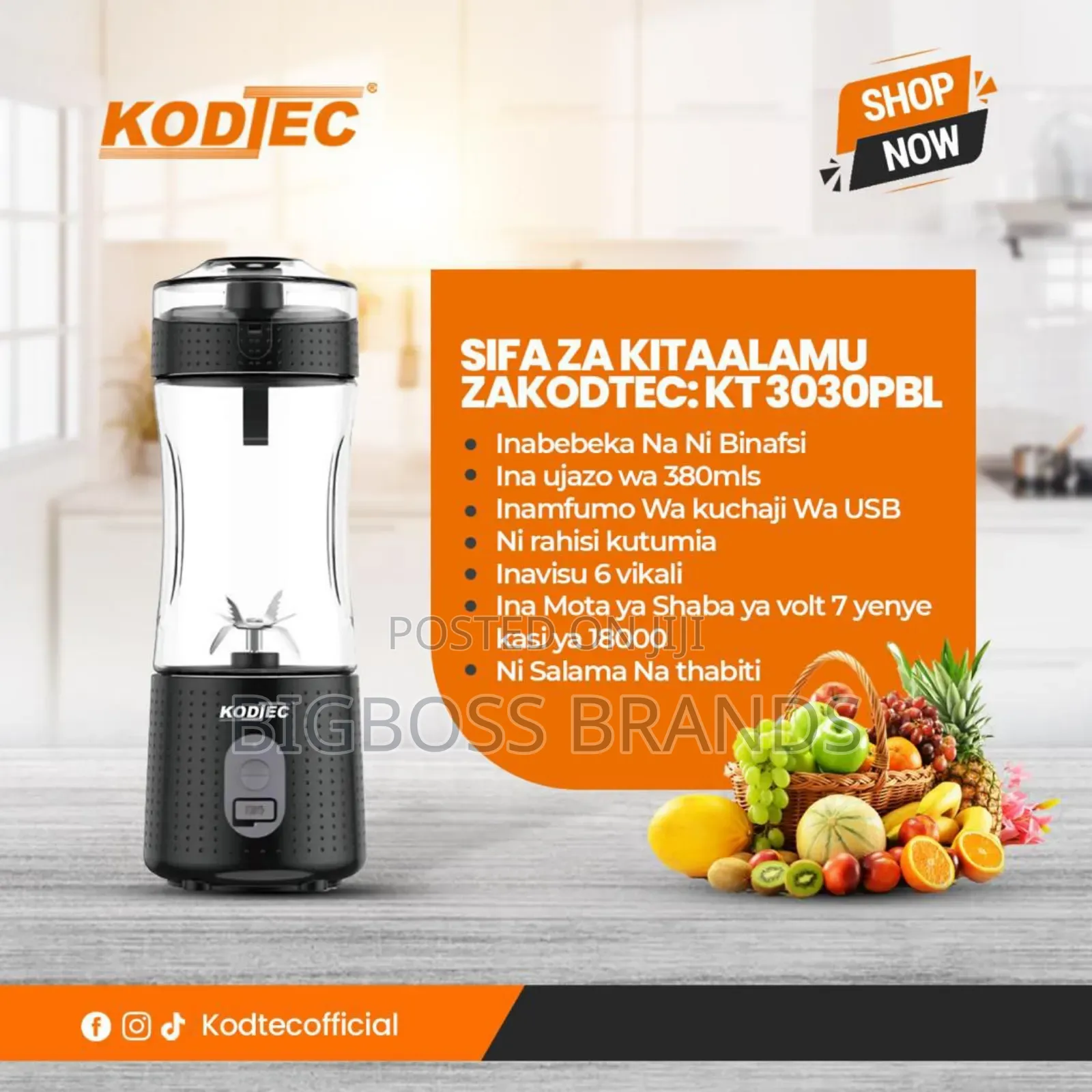 Kodtec 380mls Rechargeable Blender