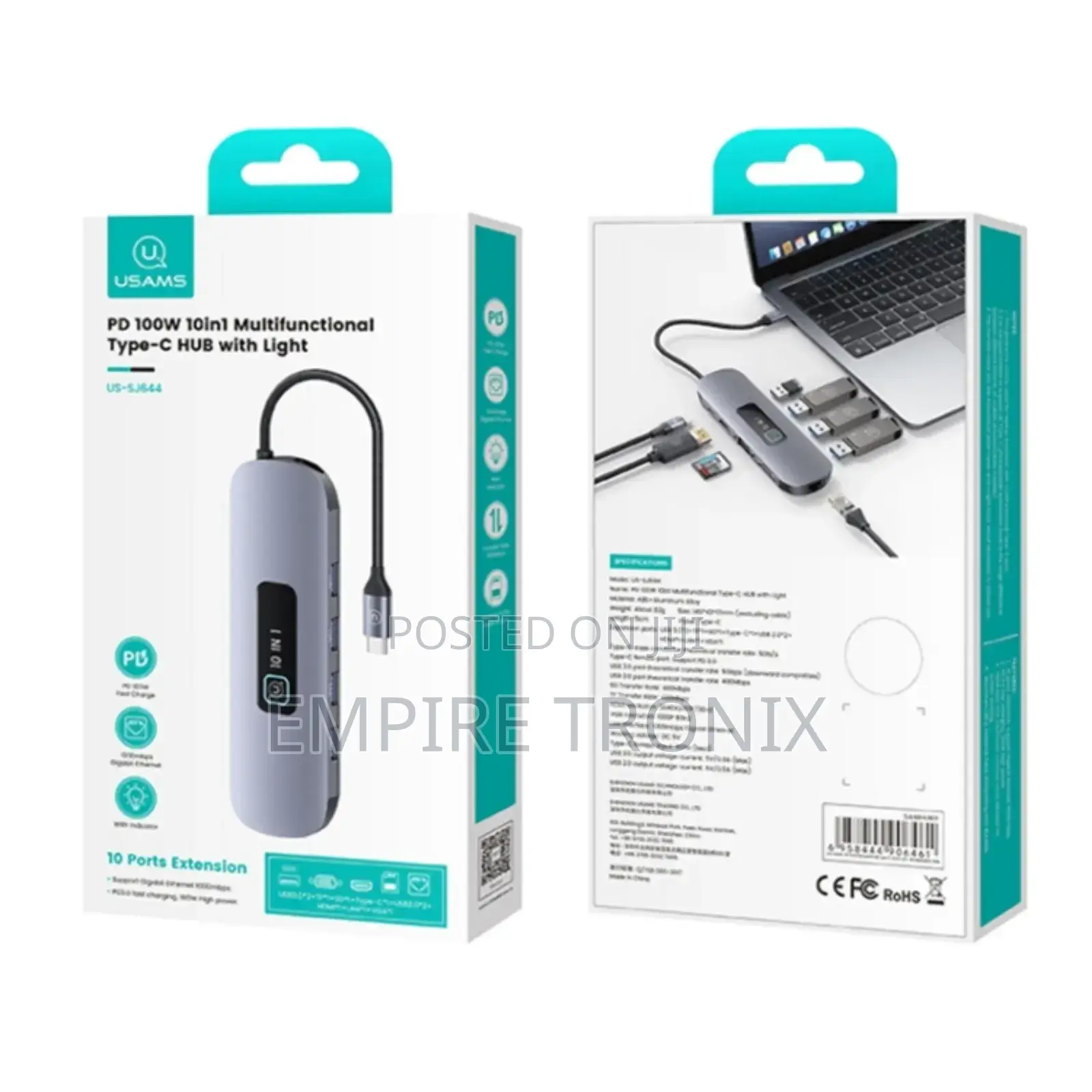 USAMS US-SJ644 PD100W 10 in 1 Multifunctional Type-C HUB
