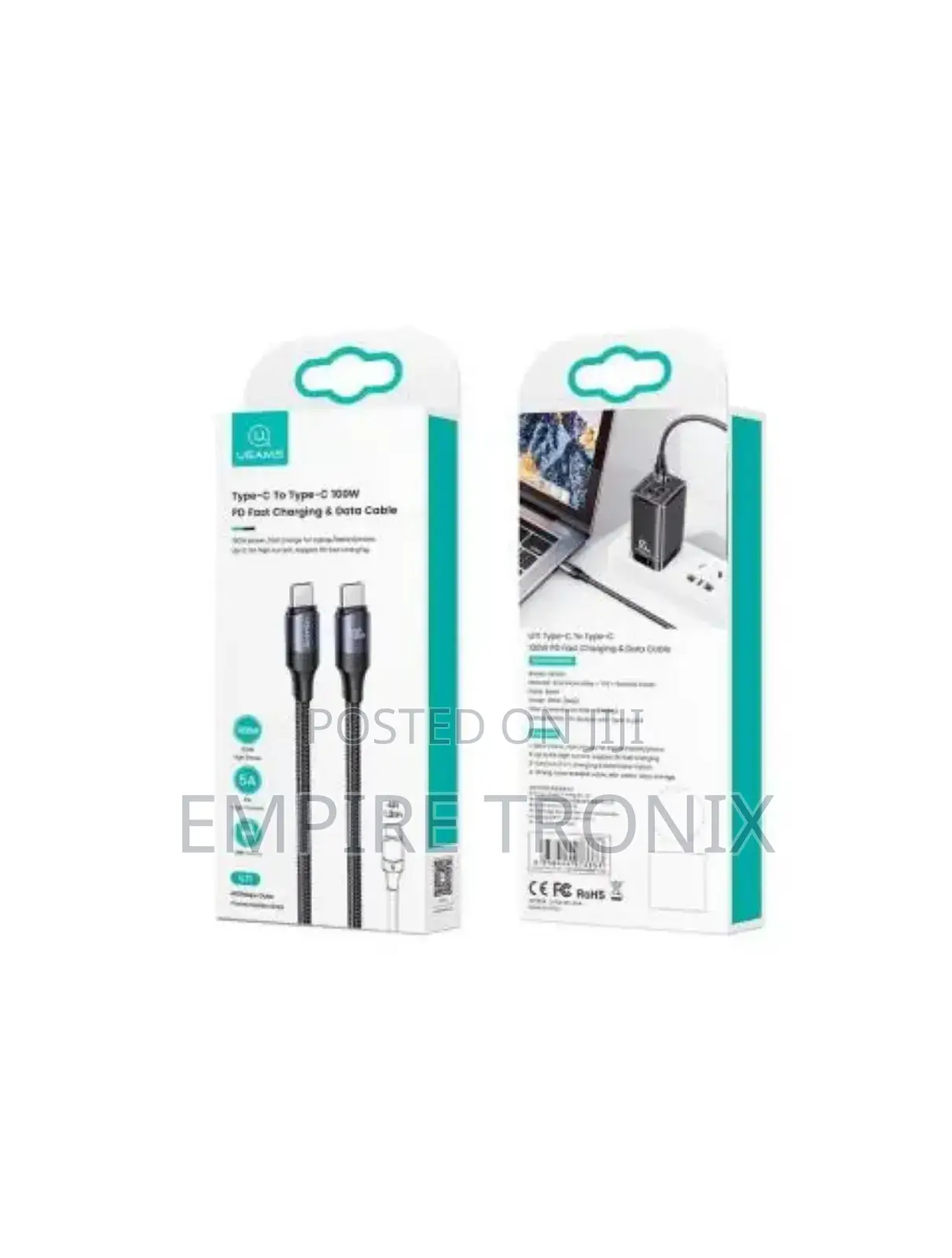 USAMS SJ525 Type-C to Type-C 100W PD Fast Charging 2m