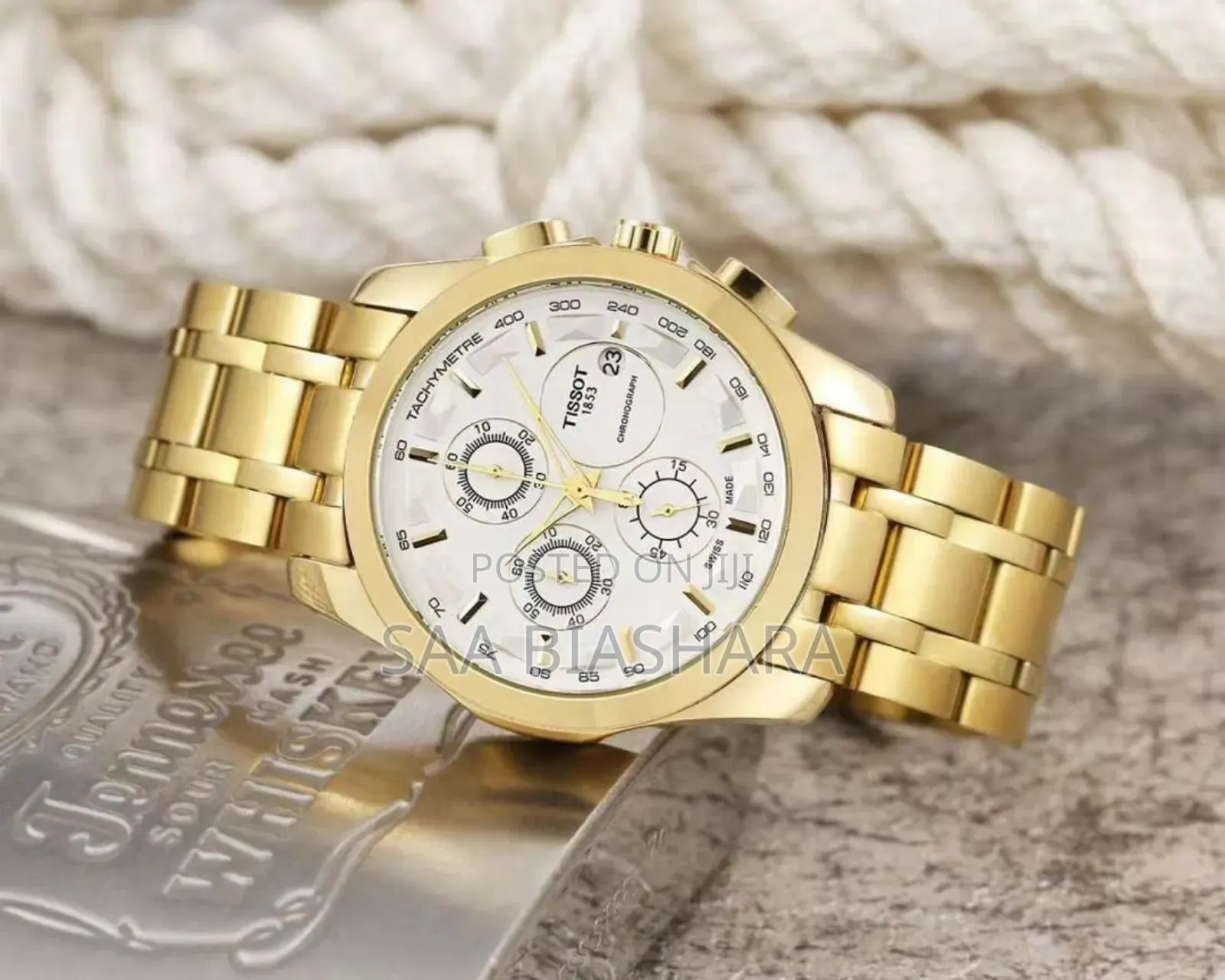 Tissot Stainless Steel Gold Na Nyeupe