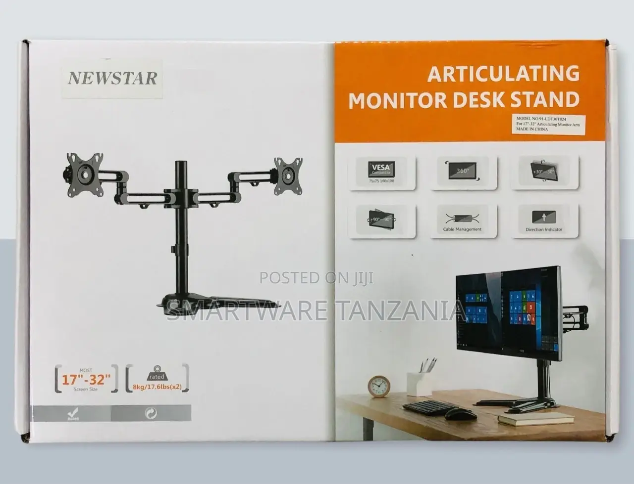 Dual Monitor Arm Stand Desk Freestanding Pc Screen Riser