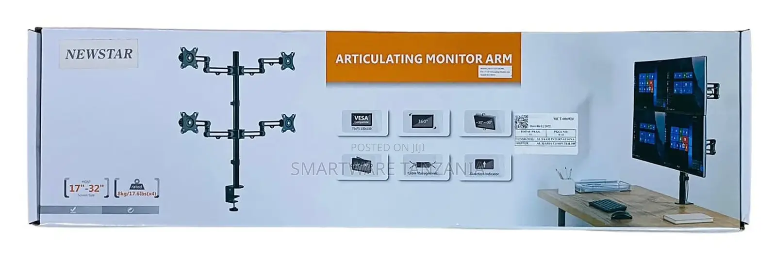 Monitor Mount Stand, 4 Monitor Arm Desk Mount For 17-32"