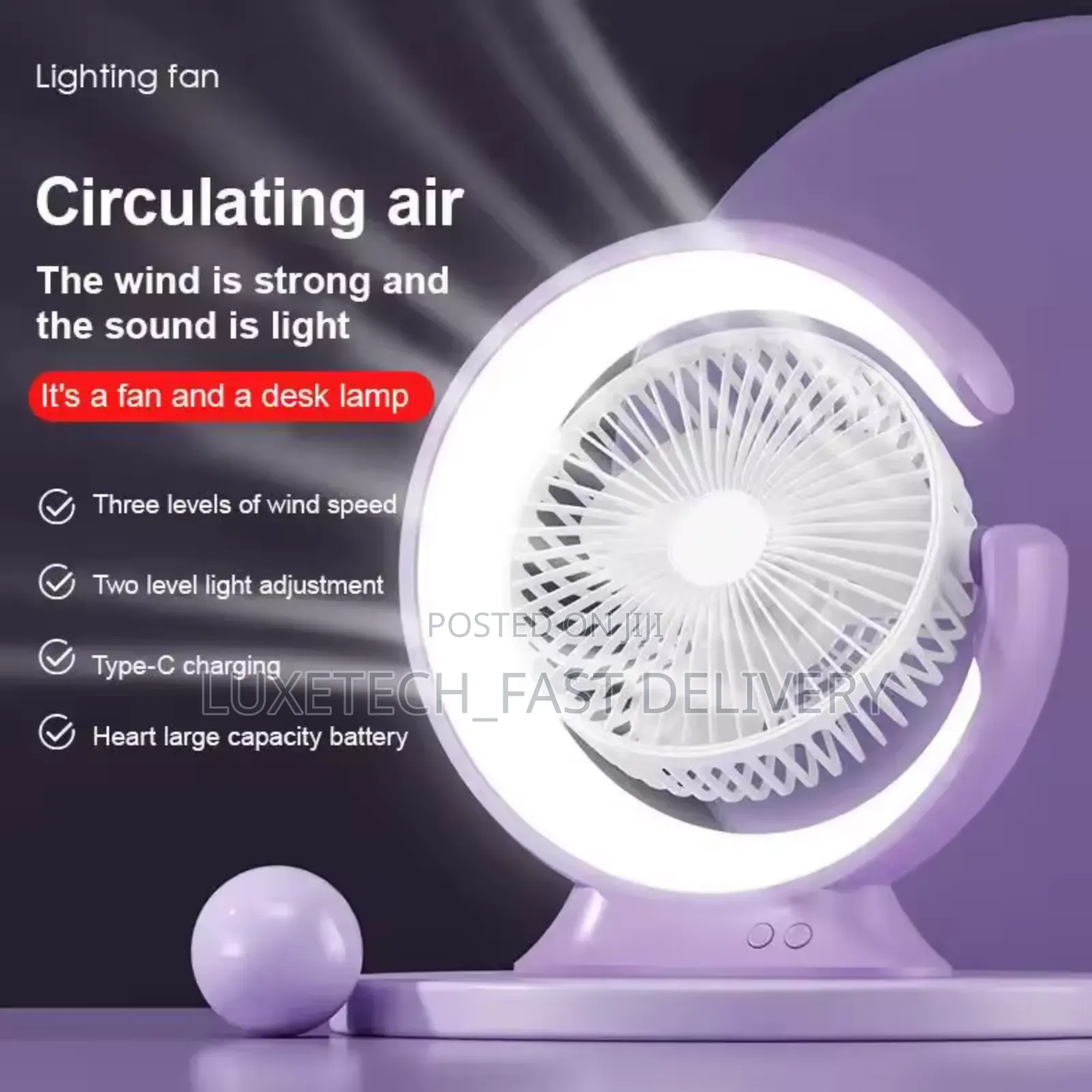 Desktop Small Fan With Night Light