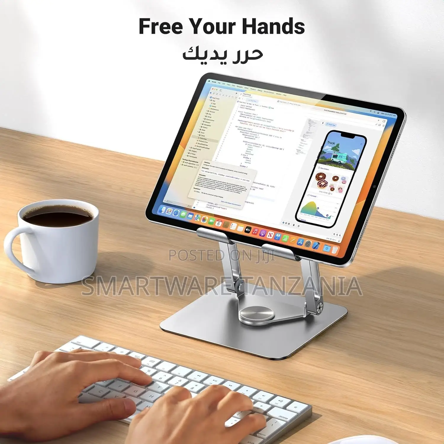 Adjustable Desktop Tablet Holder, Foldable Tablet Mount