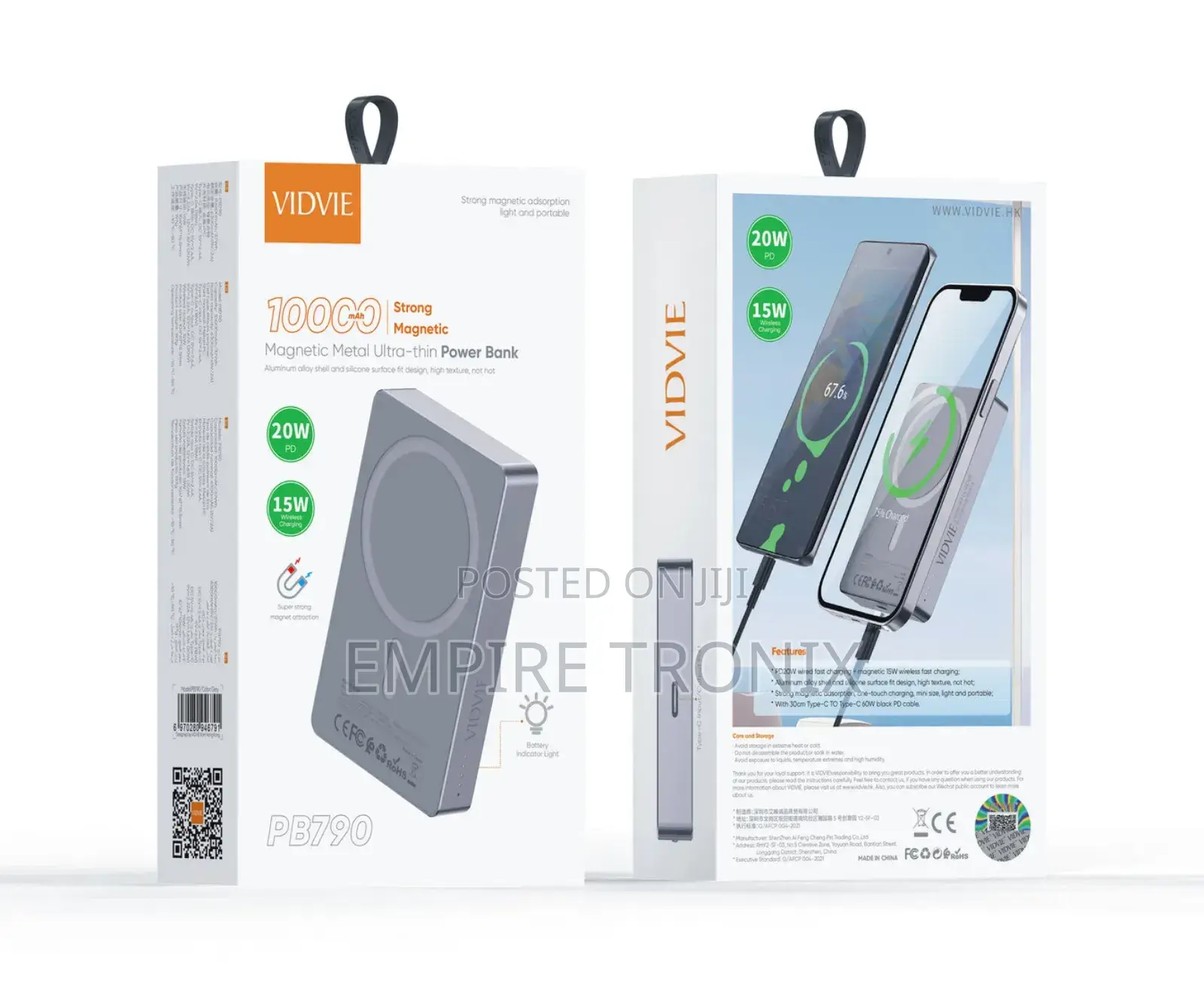 Vidvie Wireless Power Bank 10,000 Mah Pb790