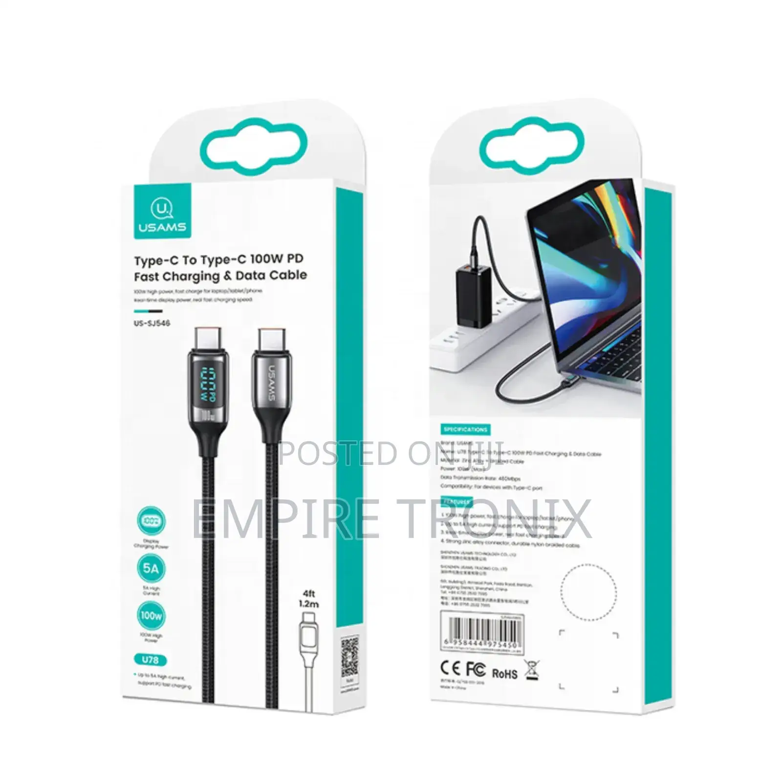 Usams Sj559 3m Pd100w Type-C to C Fast Charging Cable
