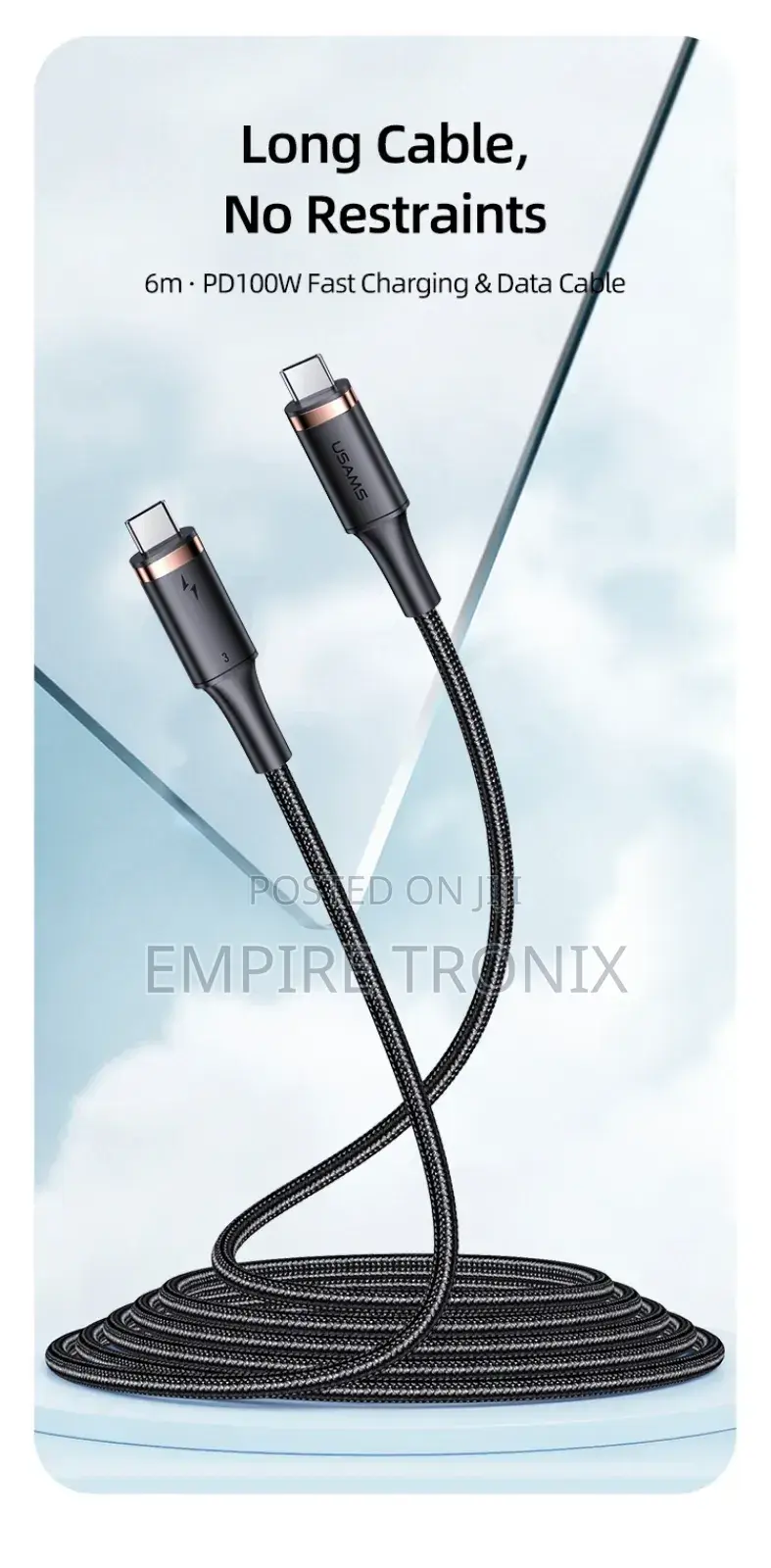 Usams Sj570 Type-C Pd 100w Fast Charging Data Cable 6m